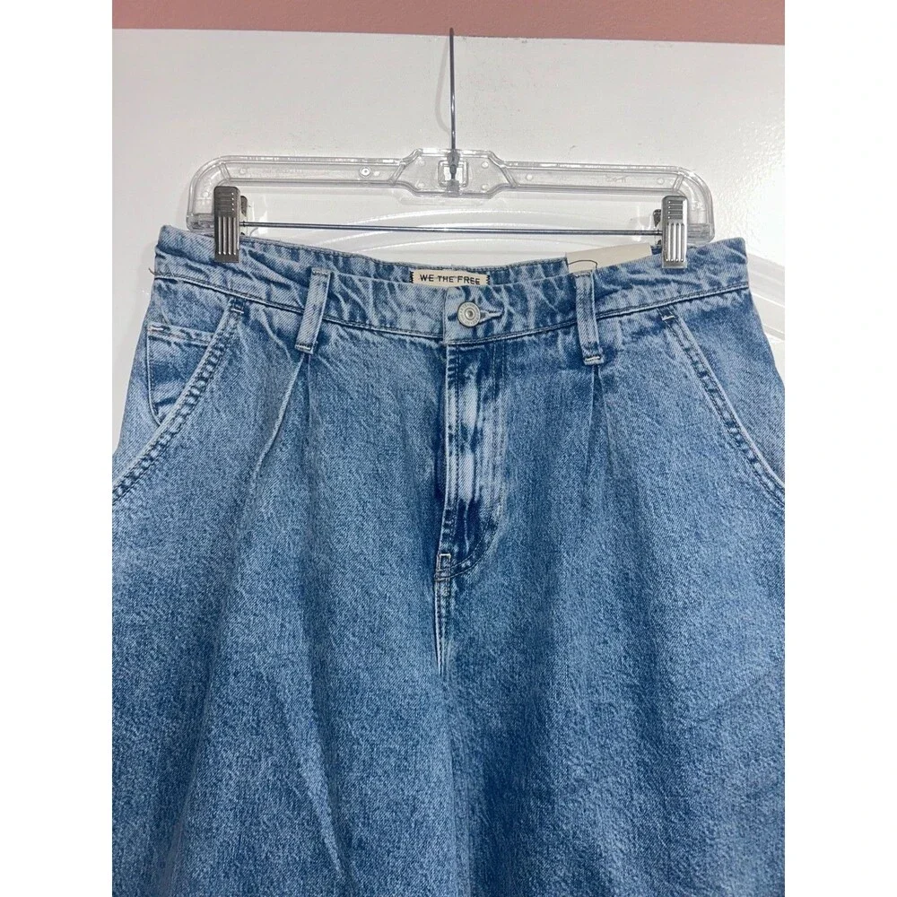 FREE PEOPLE Women’s Crvy Antonia Culotte Wide Leg Pleated Crop Jeans size 28 NWT